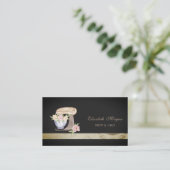 Elegante zwarte bakkerij mixer bloemen visitekaartje (Staand voorkant)