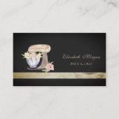 Elegante zwarte bakkerij mixer bloemen visitekaartje (Voorkant)