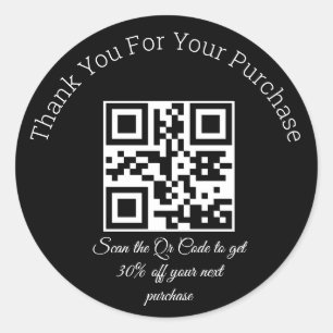 elegante zwarte bedank business qr-code klassiek ronde sticker