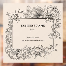 Elegante Zwarte Beige Bloemenrand Nagel Haar Salon Raamsticker