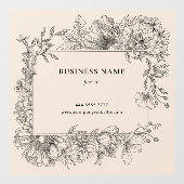 Elegante zwarte beige bloemenrand nagel haar salon raamsticker (Vel)