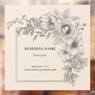 Elegante Zwarte Beige Bloemrijke Frame Nagel Haar  Raamsticker