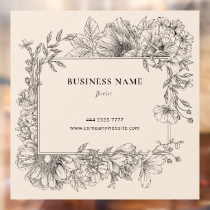 Elegante Zwarte Beige Bloemrijke Rand Nagel Haar S Raamsticker