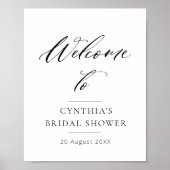 elegante zwarte belettering bruidsdouche welkomstb poster (Voorkant)
