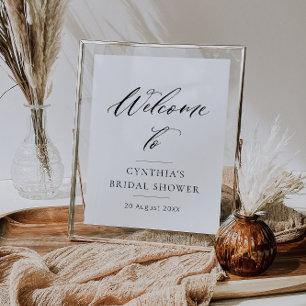 elegante zwarte belettering bruidsdouche welkomstb poster