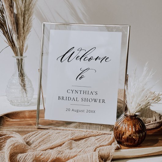 elegante zwarte belettering bruidsdouche welkomstb poster