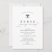 Elegante zwarte belettering verpleegster pinning c kaart (Voorkant)