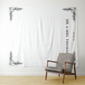 Elegante Zwarte Blad Bewegingen Wandkleed (In Situ (horizontaal))