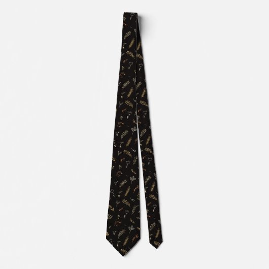 Elegante zwarte bladpatroon stropdas (Voorkant)