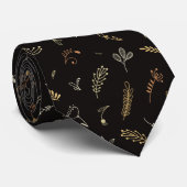Elegante zwarte bladpatroon stropdas (Opgerold)