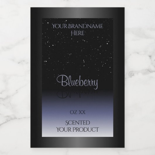 Elegante zwarte blauwe verloop productlabels glitt voedselcontainer etiket (Enkel label)