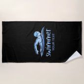 Elegante Zwarte Blauwe zwemmer, Zwembad Strandlaken (Voorkant)