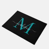 Elegante zwarte Blauwgroen aangepaste monogram scr Deurmat (Schuin)
