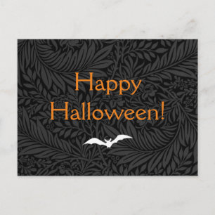 Elegante Zwarte Bloem Botanische Halloween Briefkaart