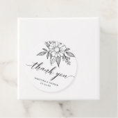 Elegante zwarte bloem bruiloft bedankkaart bedankjes labels (In situ)