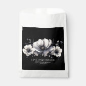 Elegante Zwarte Bloem Bruiloft Dank Je Bedankzakje (Voorkant)