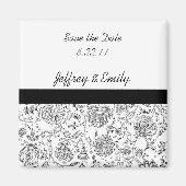 Elegante zwarte bloem bruiloft geschenkmagneet magneet (Voorkant)