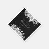 Elegante Zwarte Bloem Bruiloft Shower Servetten (Hoek)