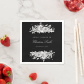 Elegante Zwarte Bloem Bruiloftservies Servetten (Insitu)