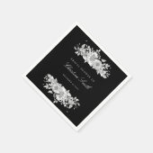 Elegante Zwarte Bloem Bruiloftservies Servetten (Hoek)