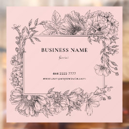 Elegante Zwarte Bloem Frame Salon Bloemist op Roze Raamsticker