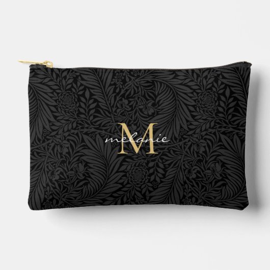 Elegante Zwarte Bloem Gouden Monogram Etui (Voorkant)