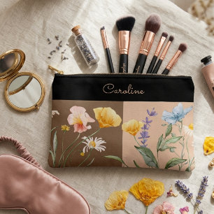 Elegante zwarte bloem lente beige bruin trendy etui
