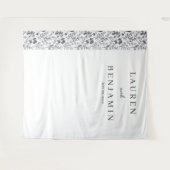 Elegante Zwarte Bloem Minimalist Wandkleed (Voorkant (horizontaal))