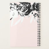 Elegante zwarte bloem op blos met naam en foto planner (Achterkant)