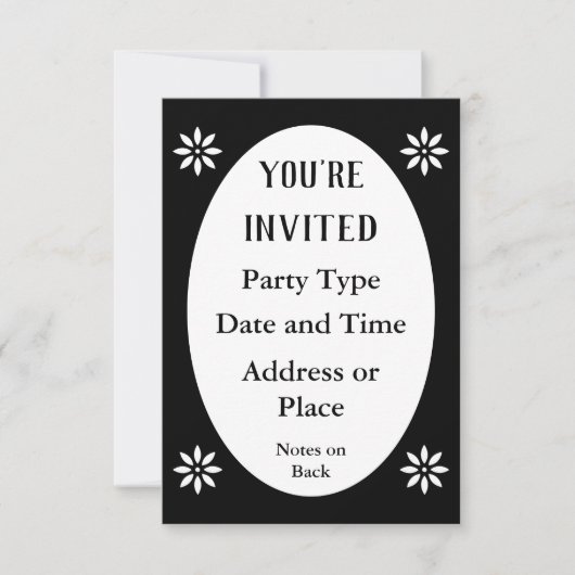 Elegante zwarte bloem Victoriaans ovaal Kaart (Voorkant)