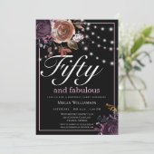 Elegante zwarte bloem vijftig en fantastische verj kaart (Staand voorkant)