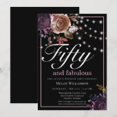 Elegante zwarte bloem vijftig en fantastische verj kaart (Voorkant / Achterkant)