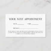 Elegante zwarte bloemen afspraak herinnering Kaart Visitekaartje (Achterkant)