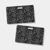 Elegante Zwarte Bloemen Badge (Voor- en achterkant)