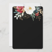 Elegante zwarte bloemen boeket vakantie bruiloft kaart (Achterkant)