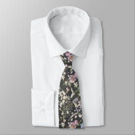 Elegante zwarte bloemen bruiloft stropdas
