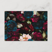 Elegante zwarte bloemen bruiloft website QR-code Informatiekaartje (Achterkant)