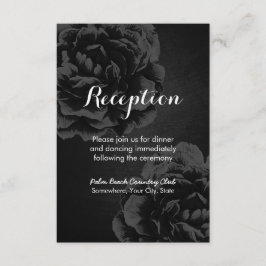 Elegante zwarte bloemen bruiloftsreceptie informatiekaartje