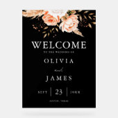 Elegante zwarte bloemen herfst bruiloft welkom acryl bord (Voorkant)