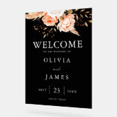 Elegante zwarte bloemen herfst bruiloft welkom acryl bord (Hoek)