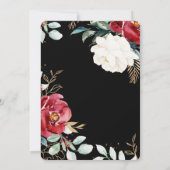 Elegante Zwarte Bloemen Kerstbruiloft Kaart (Achterkant)