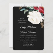 Elegante Zwarte Bloemen Kerstbruiloft Kaart (Voorkant)