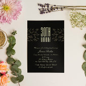 Elegante zwarte bloemen minimale uitnodiging