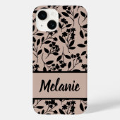 Elegante zwarte bloemen op Dusty Pink Botanical Case-Mate iPhone Case (Achterkant)