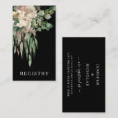Elegante Zwarte Bloemen Trouwregister Informatiekaartje (Voorkant / Achterkant)