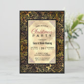 Elegante zwarte bloemenfaux gouden Kerstmis Kaart (Staand voorkant)