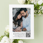 Elegante Zwarte Bloemenkam Monogram Foto Huwelijk Save The Date