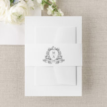 Elegante Zwarte Bloemenkam Monogram Huwelijk