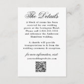 Elegante Zwarte Bloemenkam Trouwdetails Informatiekaartje (Voorkant)