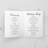 Elegante Zwarte Bloemenkroon Monogram Bruiloft Programma (Binnen)